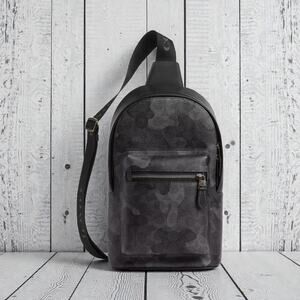 Coach West Pack In Signature Black and Grey Camo Print CW312
